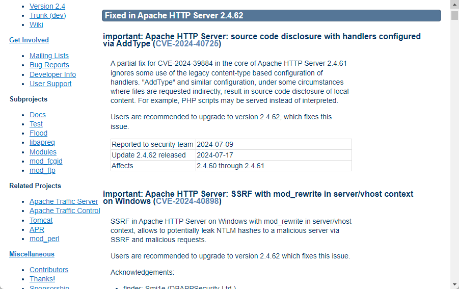 The Apache Software Foundation、「Apache HTTP Server 2.4.62」を公開