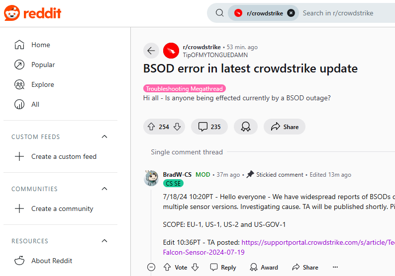 トラブルを報告する「reddit」コミュニティ