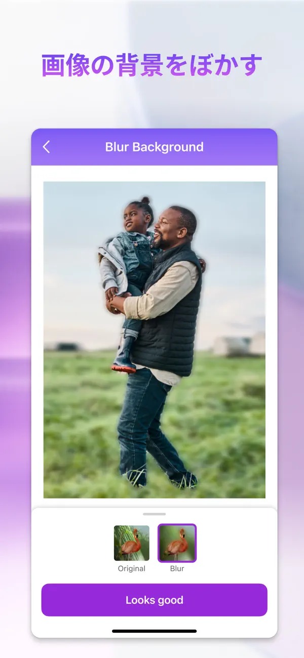 背景のぼかしや削除が可能