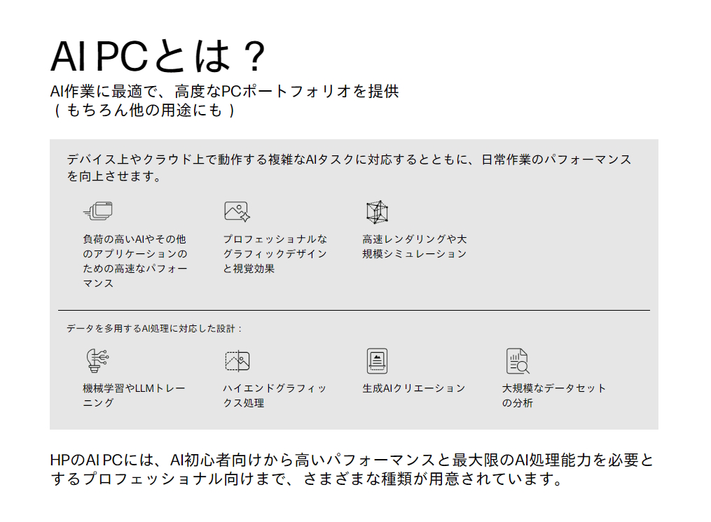日本HP公式サイトでの「AI PC」