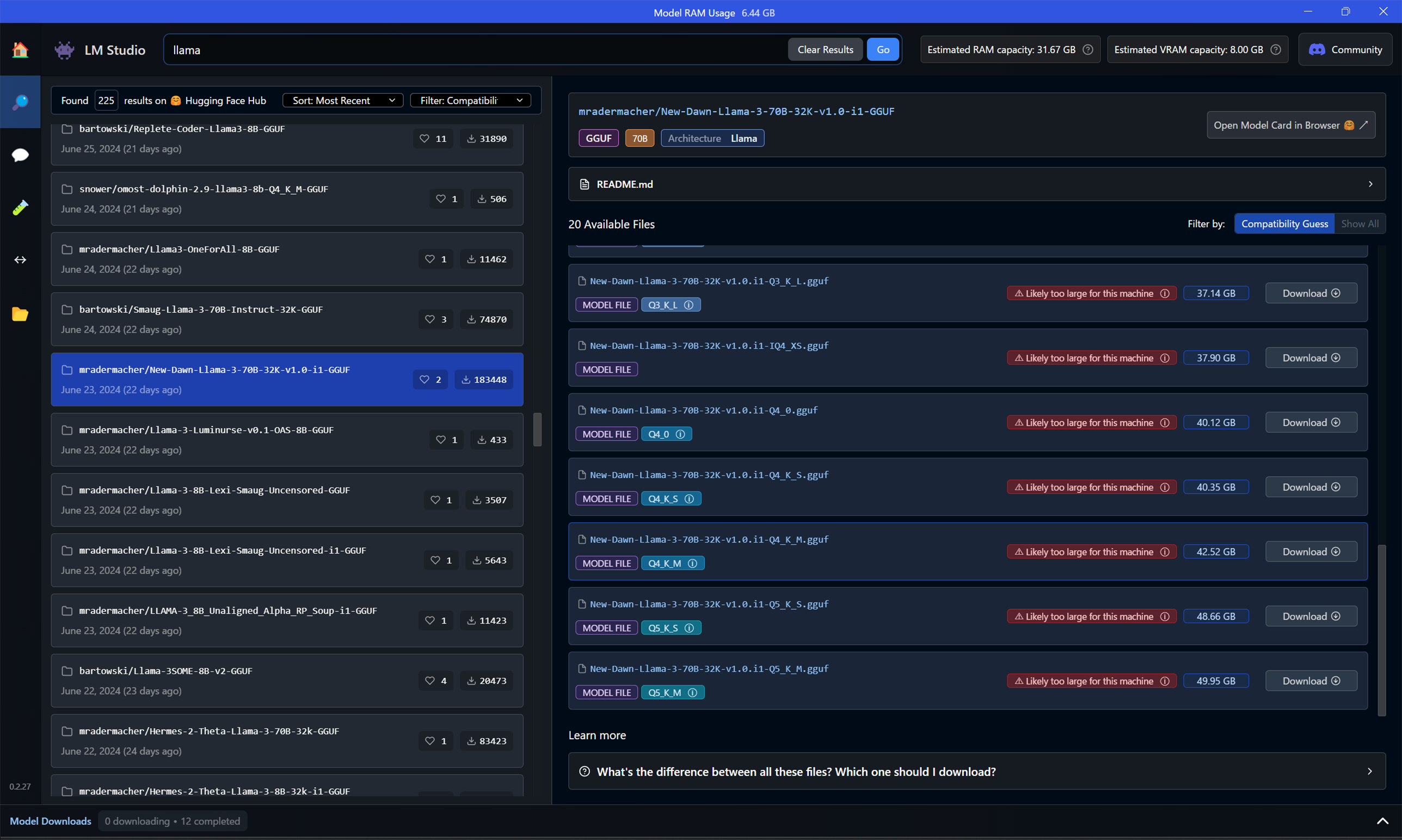 動作しないモデルは赤色になっている。