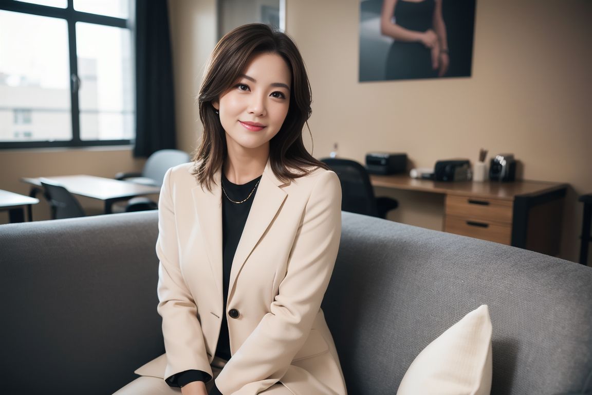 「何でも聞いてね」相談事を聞いてくれるカウンセラーさんのイメージ画像（笑）。これもAIで制作した。手順は前回記事を参照