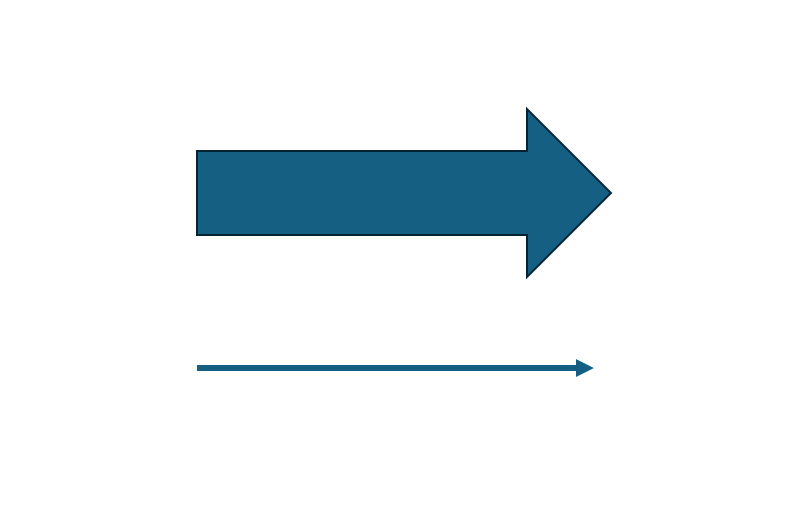 ［図形：右］と［線矢印］から挿入した矢印の例