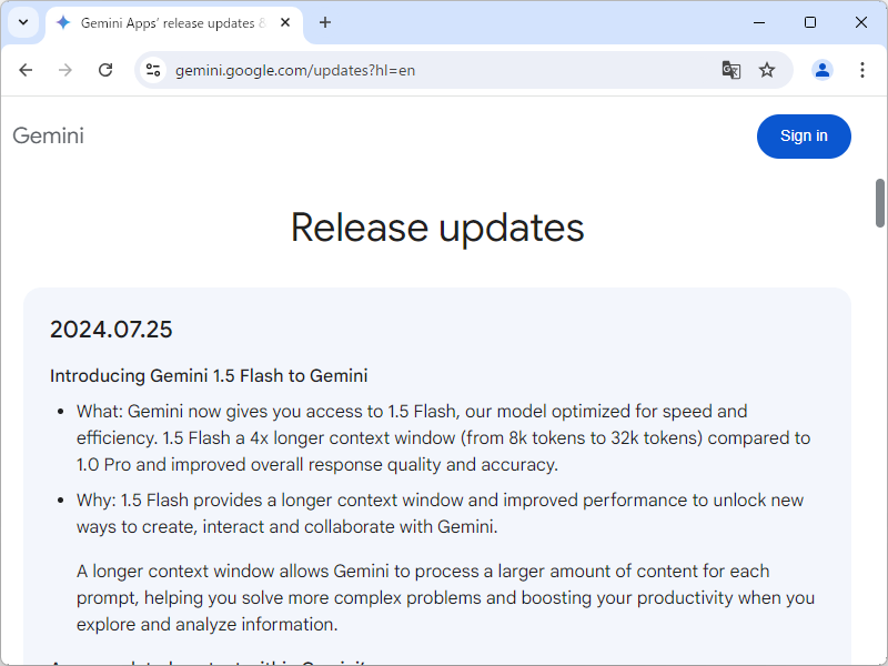 AIチャット「Gemini」に「Gemini 1.5 Flash」が導入