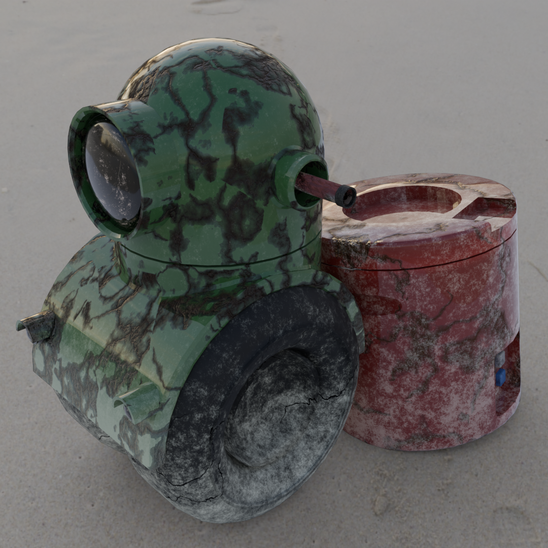 「Noise Nodes」アドオンと「ND」アドオンによる謎の機械の遺物。「ND」はスペースの都合で紹介できなかったが、これもいいアドオンなので機会があればぜひ