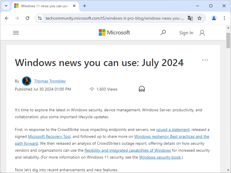 公式ブログ「Windows IT Pro Blog」