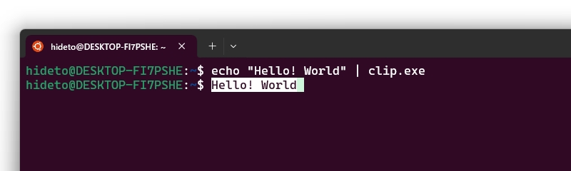 「ターミナル」で上記のコマンドを実行して、［Ctrl］＋［V］キーを押した様子