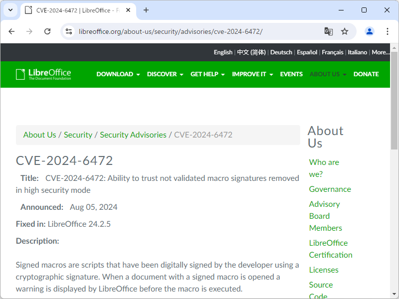 The Document Foundationのアナウンス