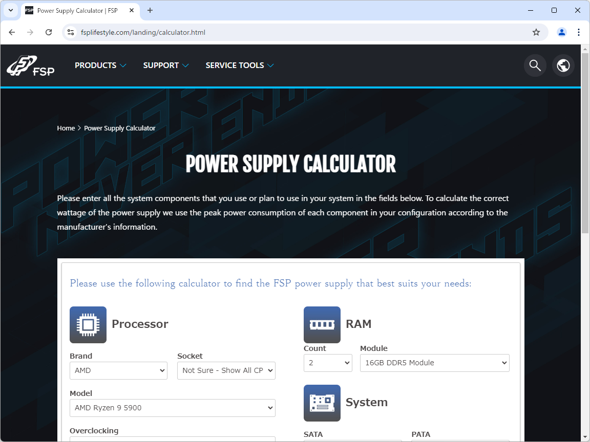 Power Supply Calculator