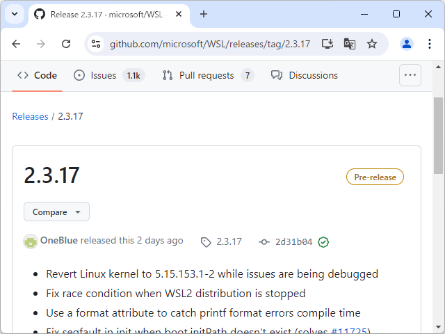 「Windows Subsystem for Linux」（WSL）最新プレリリース版v2.3.17のリリースノート