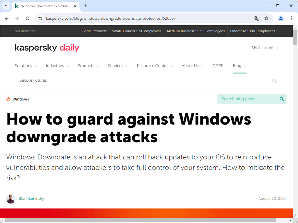 「Windows Downdate」攻撃の内容と対策を解説するKasperskyの公式ブログ