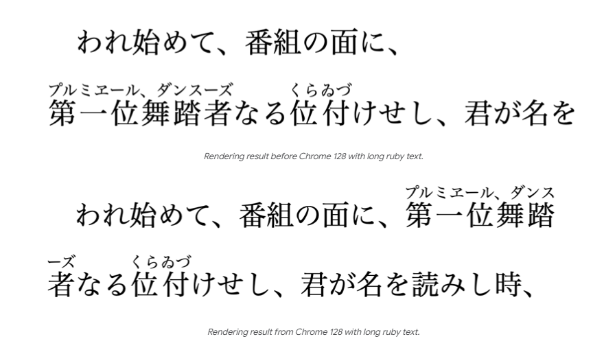 改行を含むテキストにおけるルビのレイアウトがより自然に