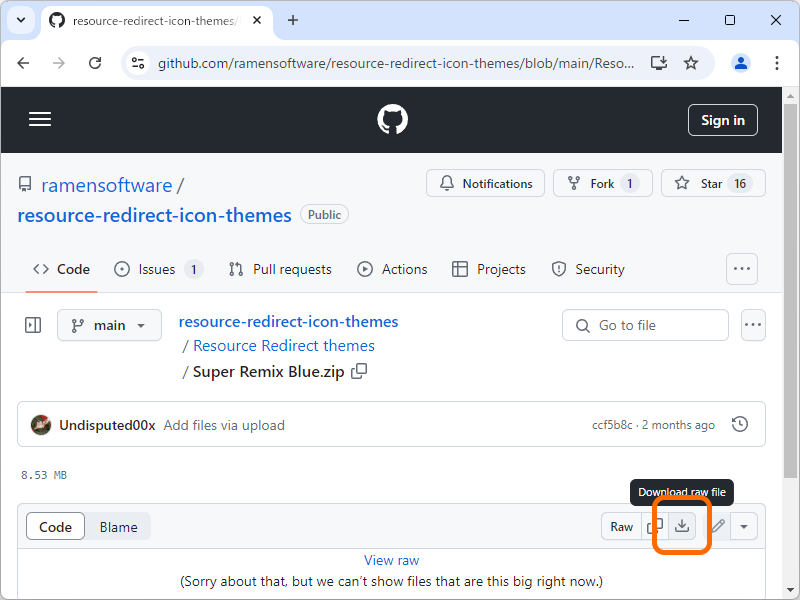 気に入ったテーマをダウンロードして適当な場所へ展開。「raw file」（生のファイル）のダウンロードリンクをクリックしよう