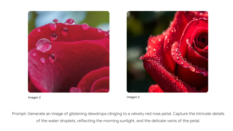 同じプロンプトで生成された画像。左が「Imagen 2」、右が「Imagen 3」