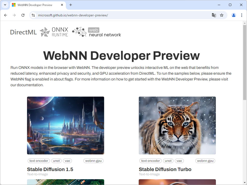 「WebNN」の開発者プレビュープログラム