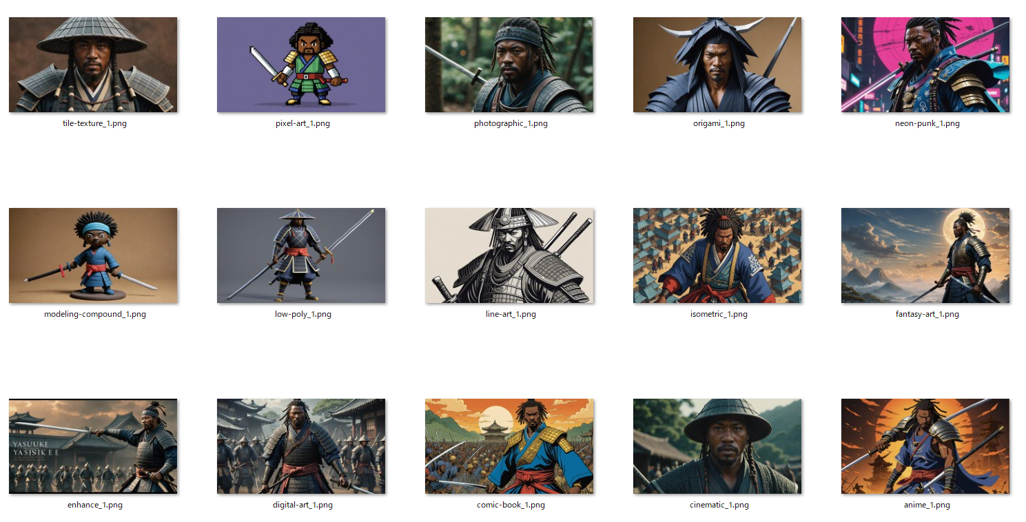 「Yasuke: The true story of the legendary African Samurai」を生成した例