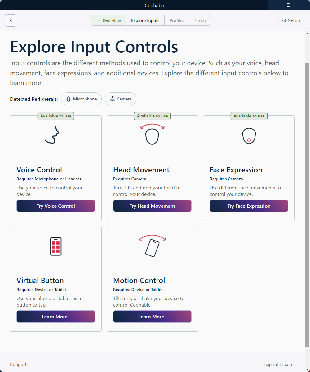 マイクの音声入力と、カメラによる動きの認識を使用する