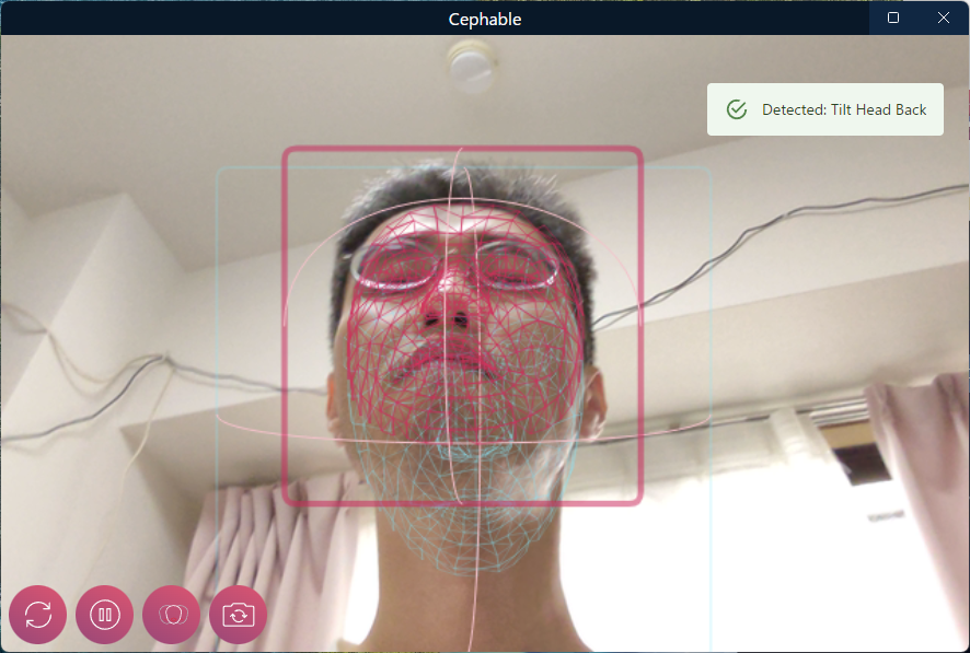 左右だけでなく、上を向く動きも認識している