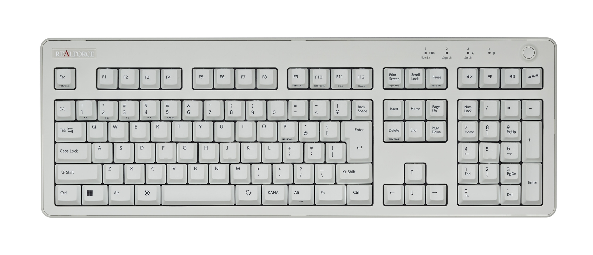 REALFORCE R3キーボード「かなレス」モデル（フルサイズ、スーパーホワイト、型番：R3HA71）