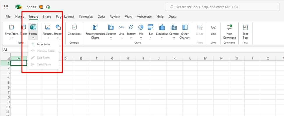 Web版の「Excel」から作成された「Microsoft Forms」