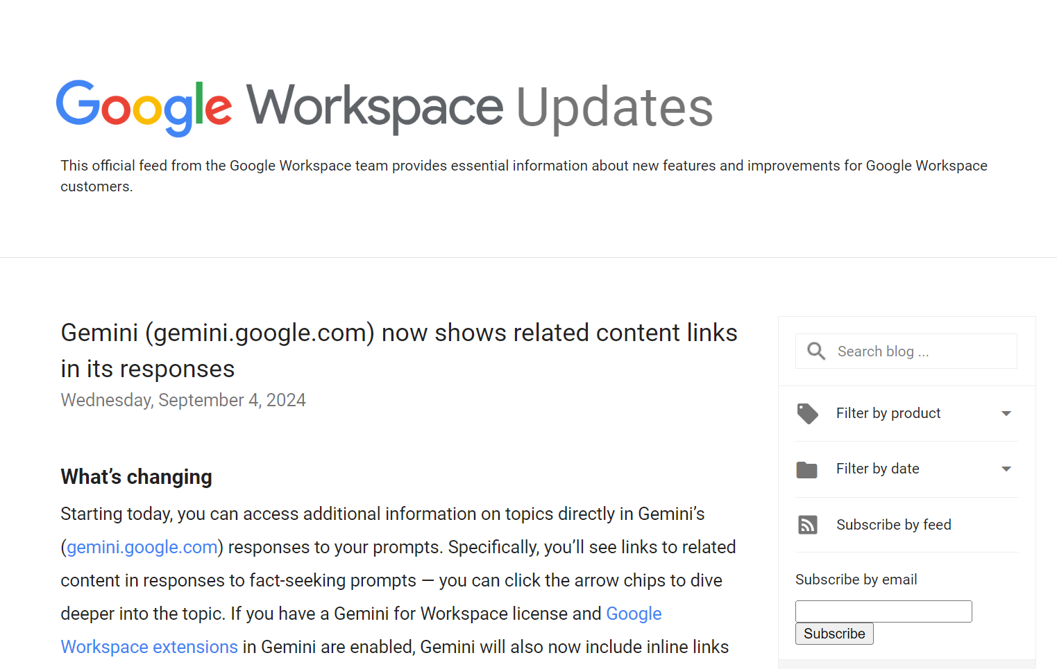 「Gemini」の新しいアップデート