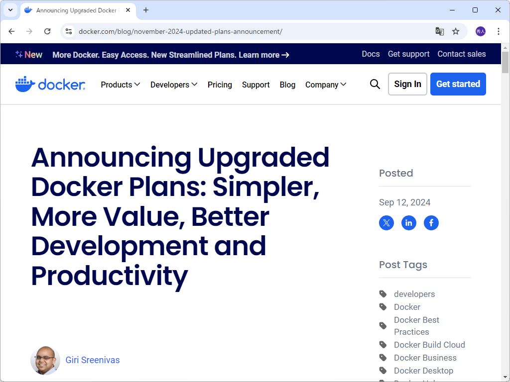 Docker、新しいサブスクリプションプランを発表