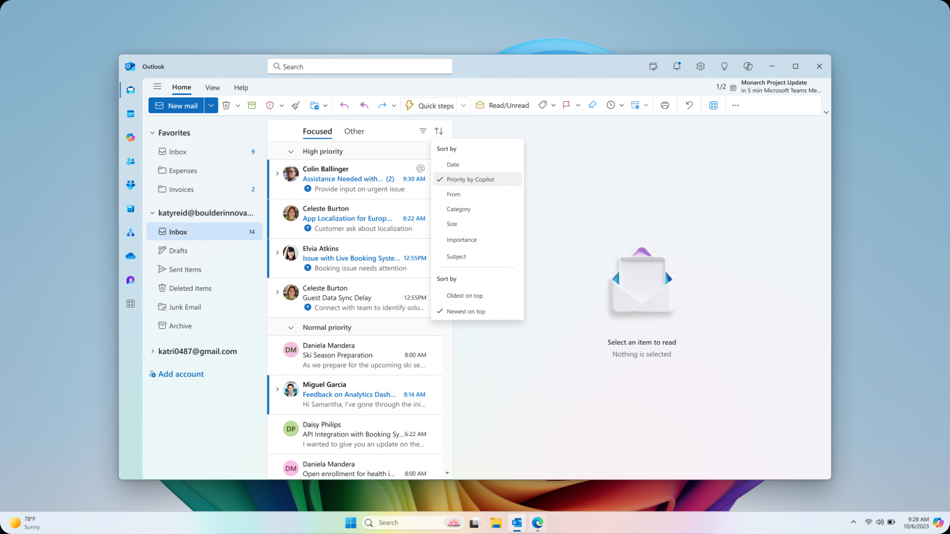 毎日大量のメールでおぼれそうになっているユーザーを助ける「Copilot in Outlook」