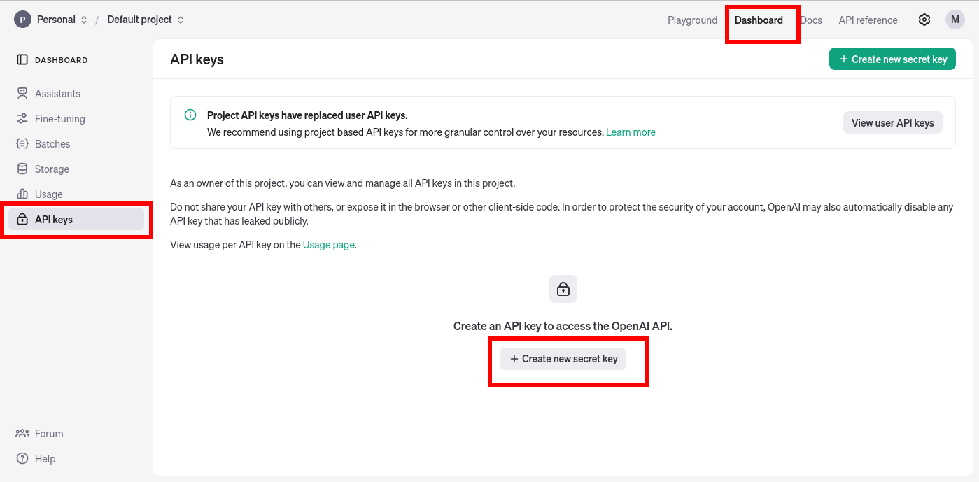 APIキーを取得。なお、これは筆者の普段使いアカウントなので、すでに1つAPIキーを取得している