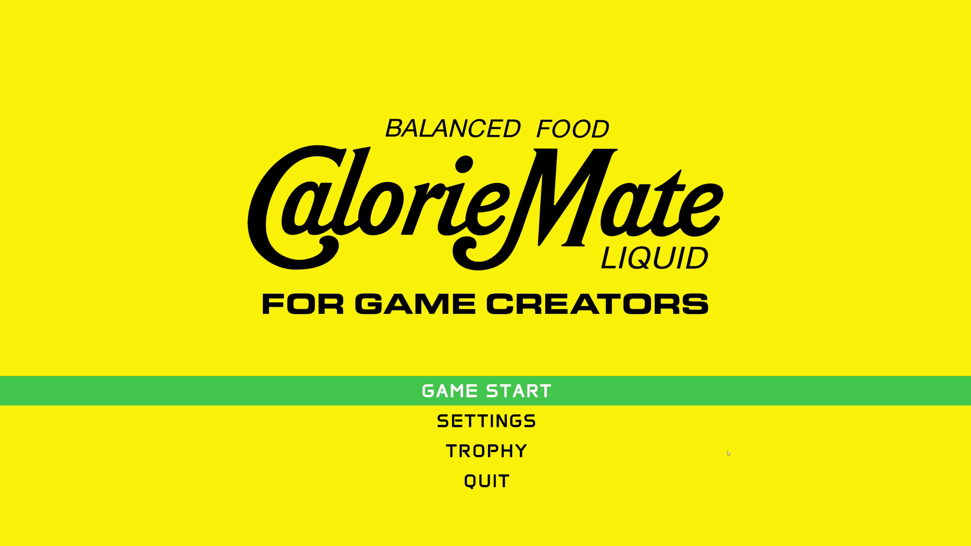「CalorieMate LIQUID FOR GAME CREATORS」のタイトル画面