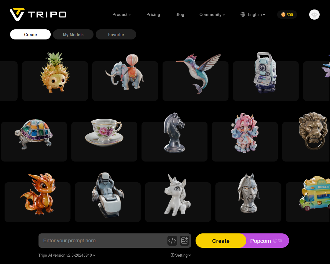 ログイン後は［Create］（作成）ページが表示