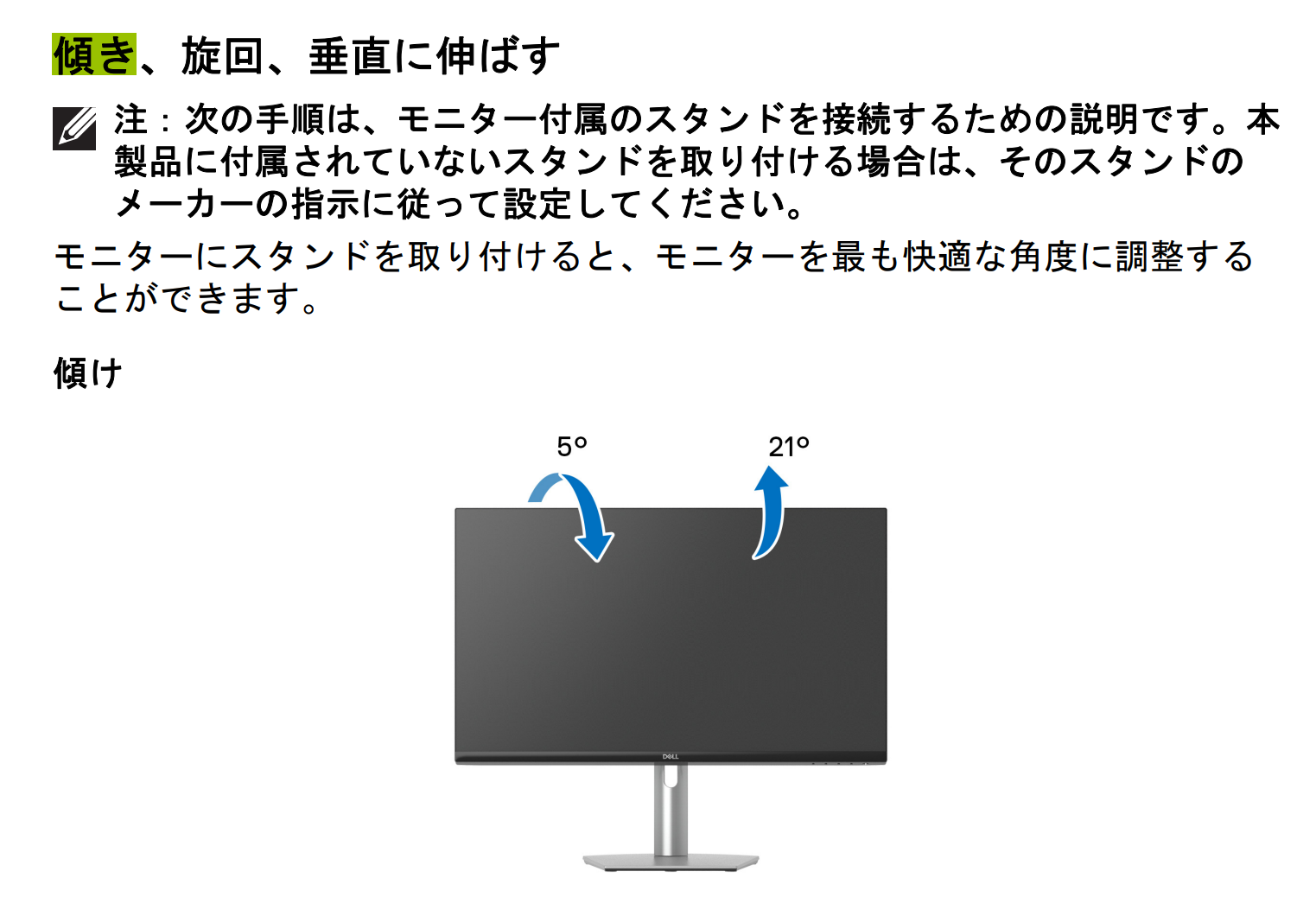 モニターを設置する際は、説明書をよく読みましょう（スクリーンショットは、筆者に利用しているLG製モニターの説明書