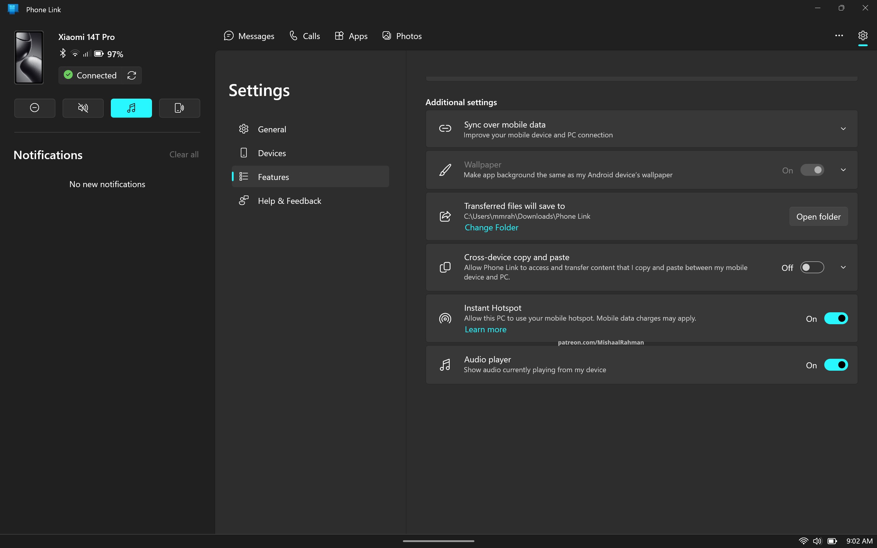 「Instant Hotspot」機能は「スマートフォン連携」（Phone Link）WindowsアプリでON/OFFできる
