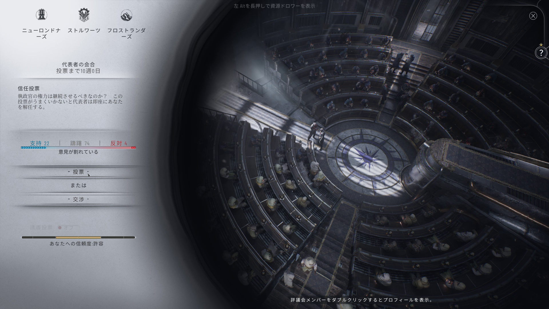 第1回評議会ではスチュワードの信任を問う