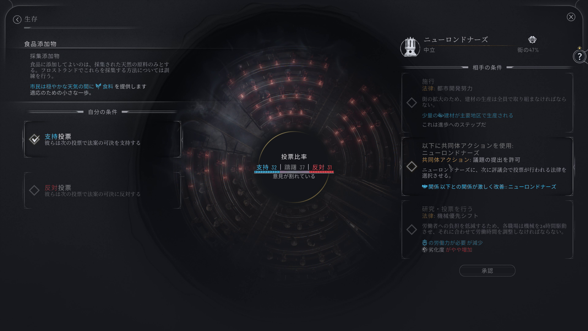 特定勢力に法案の可決をお願いする代わりに、相手の条件を飲む、という交渉が可能