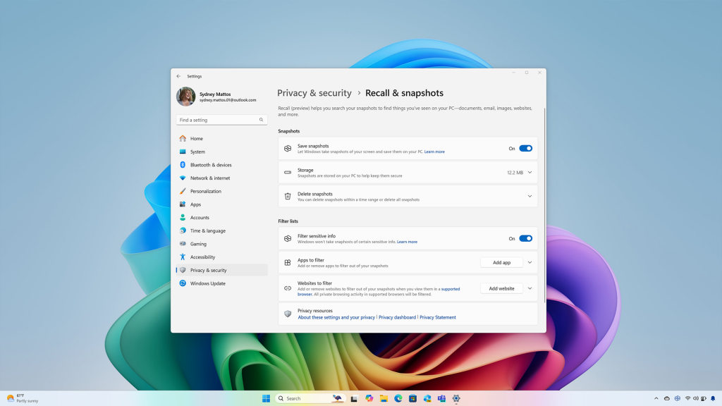以前にデスクトップで閲覧したものをあとから簡単に検索できるようにするAI機能「Recall」