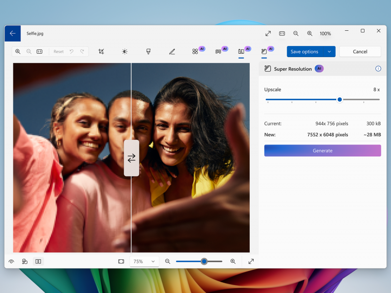 「フォト」アプリの超解像