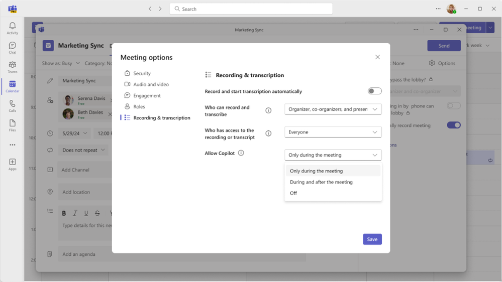 会議オプションからCopilotを無効化