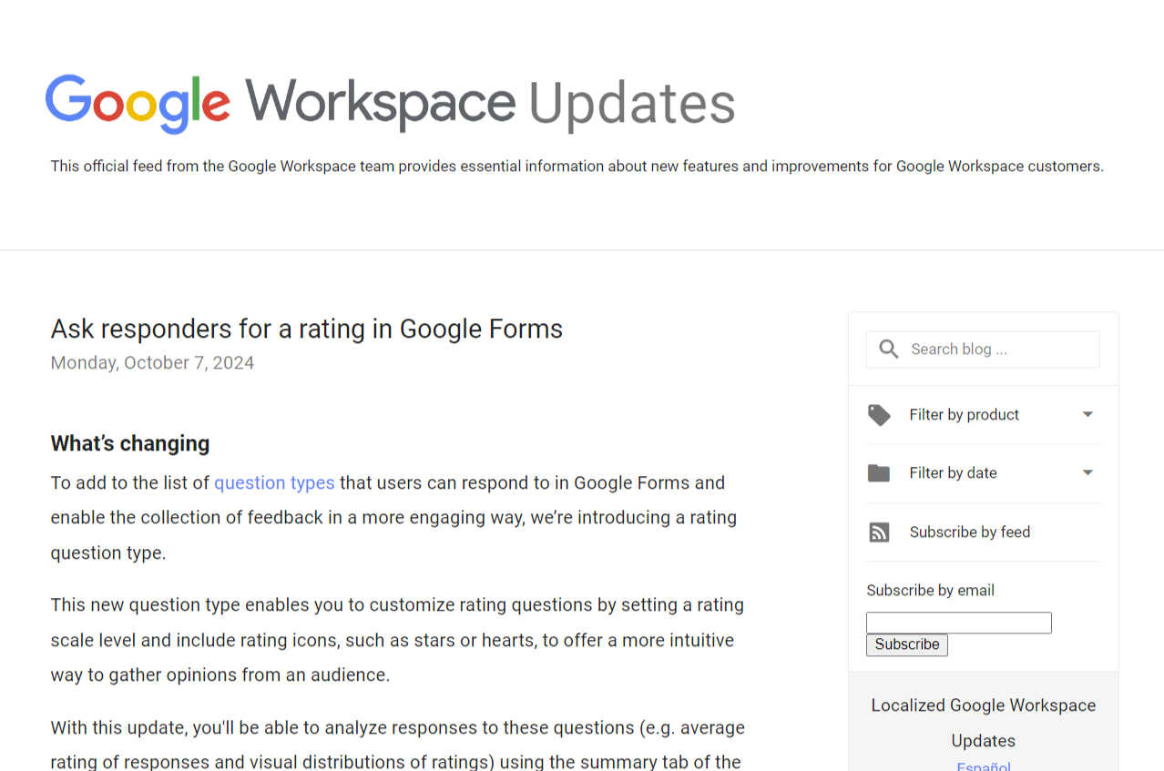 「Google Forms」に評価をアイコンの数で回答できる質問タイプが追加