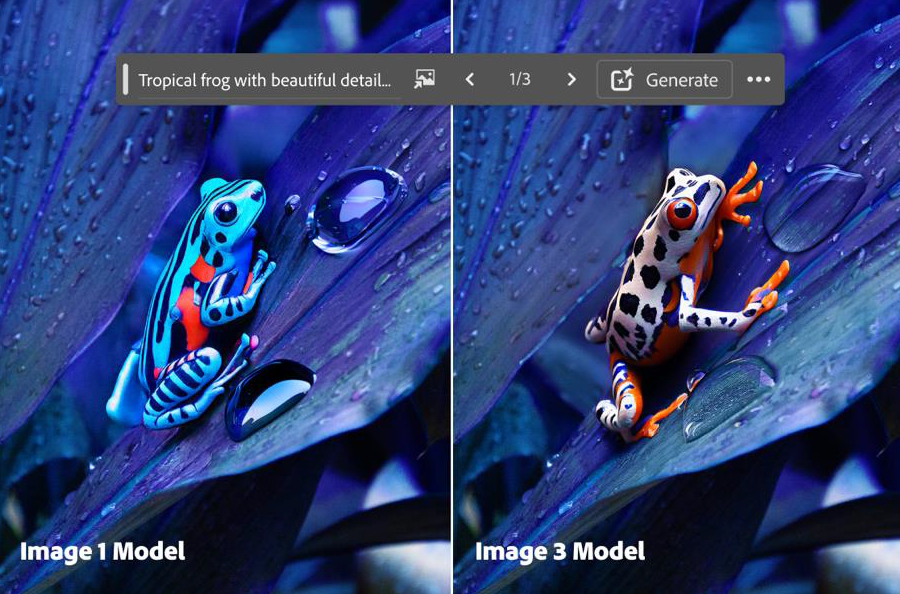 Firefly Image 1 ModelとFirefly Image 3 Modelの生成画像の比較