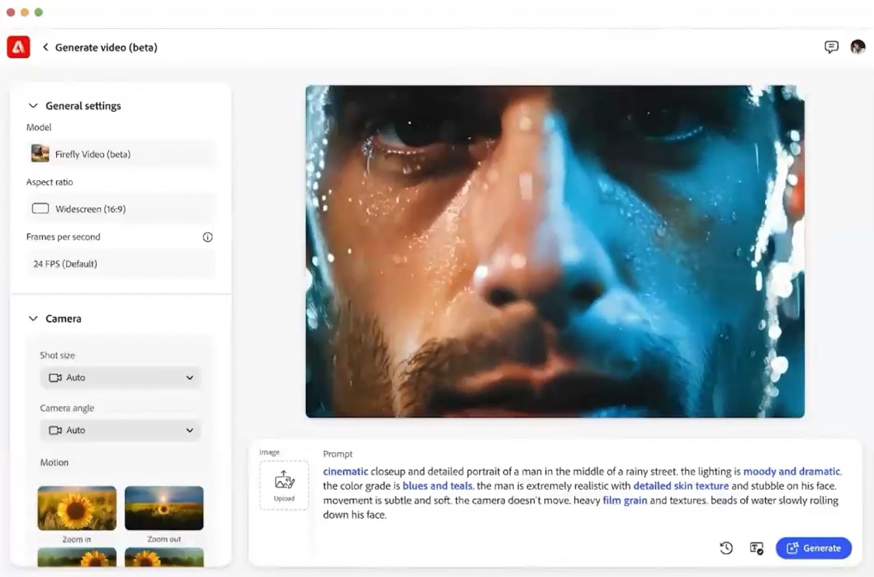 「Adobe Firefly Video Model」がベータ公開、Firefly Webアプリに登場