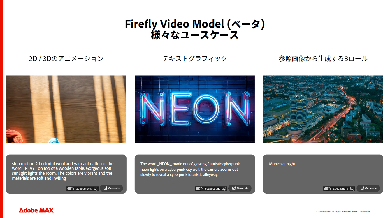「Adobe Firefly Video Model」ユースケース