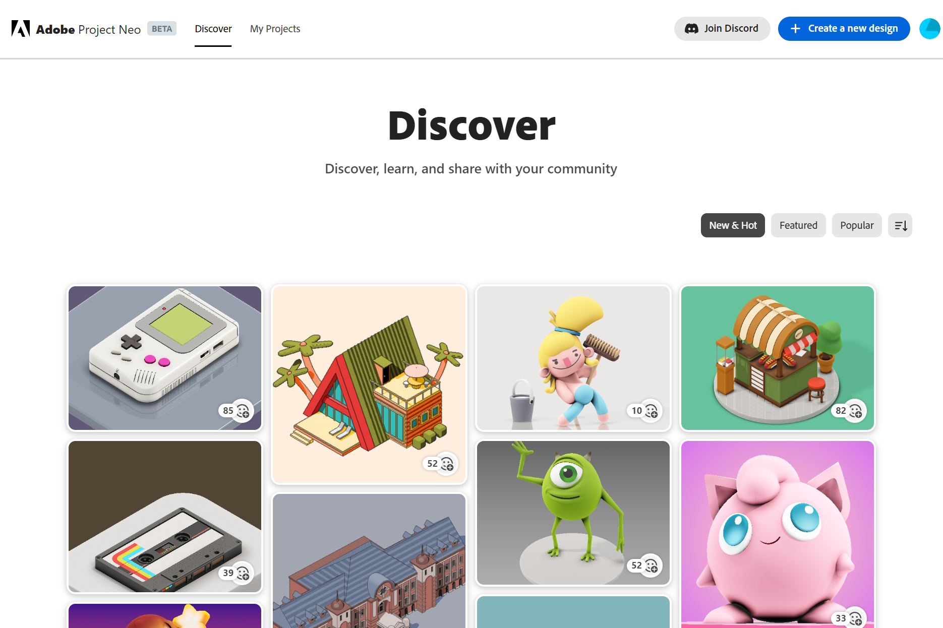 トップページにはコミュニティの作品が並ぶ。版権モチーフのものも公開されているようだ