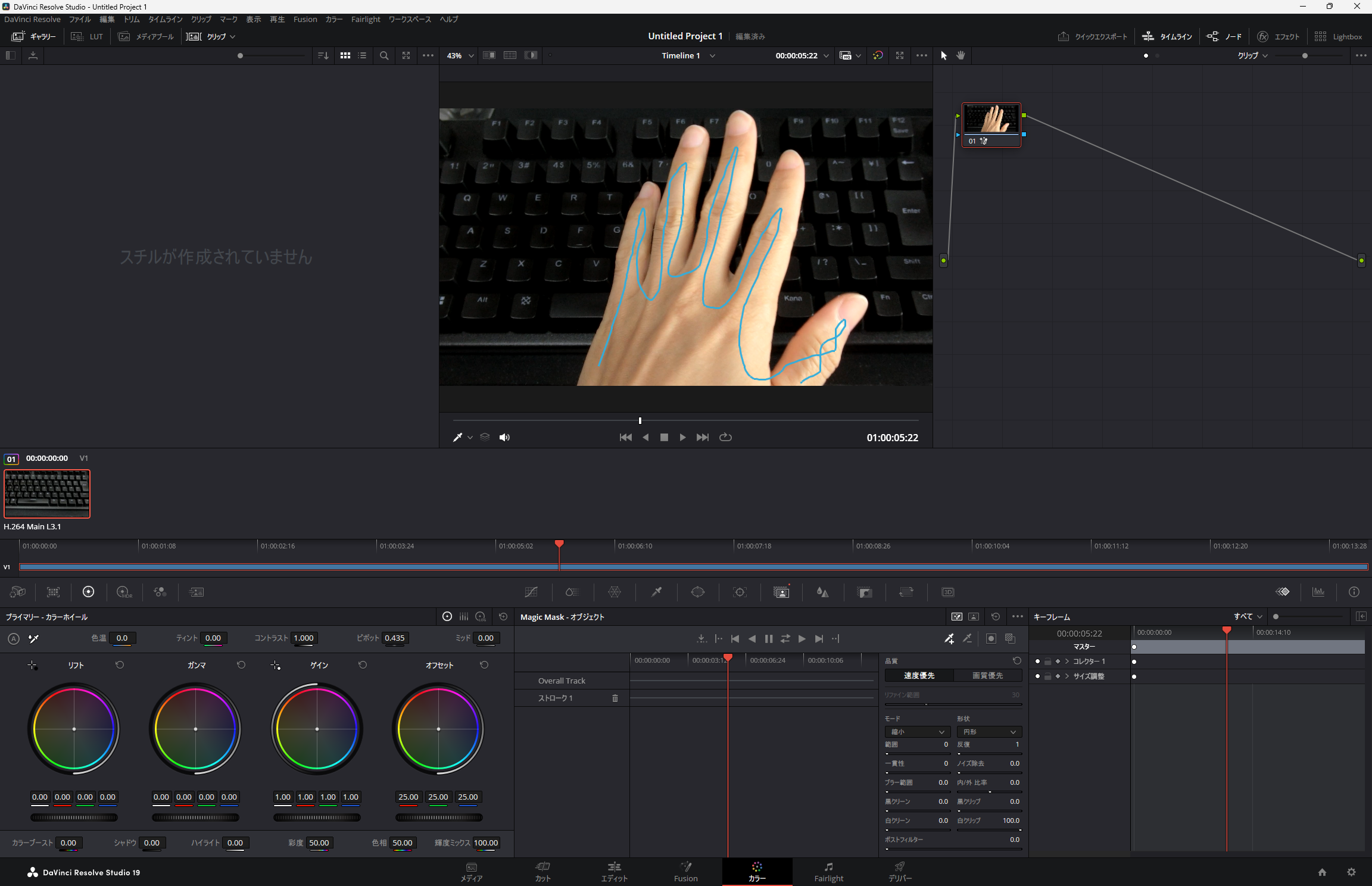 手の形に沿って適当に線を引く
