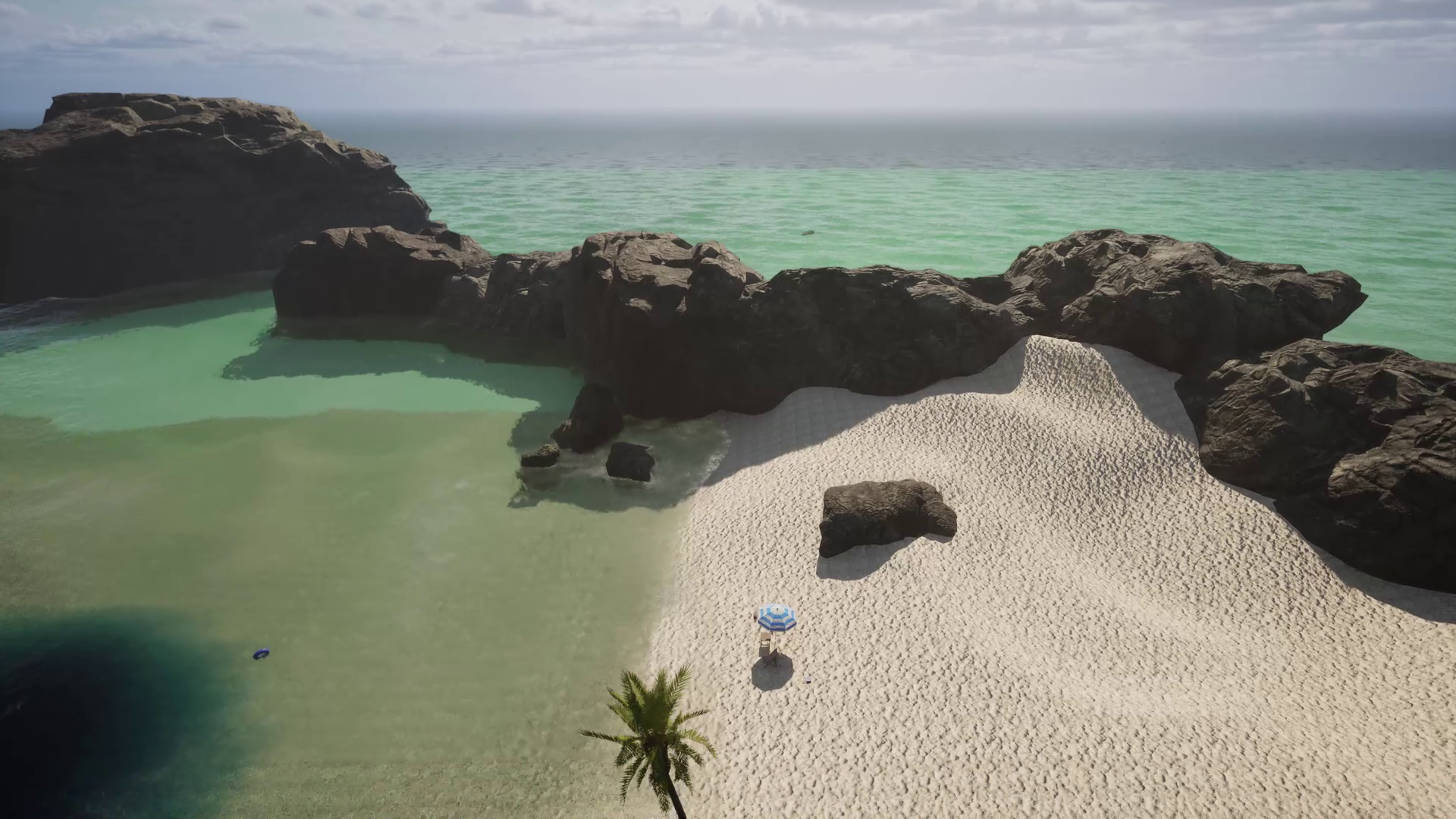 上空からビーチを眺める