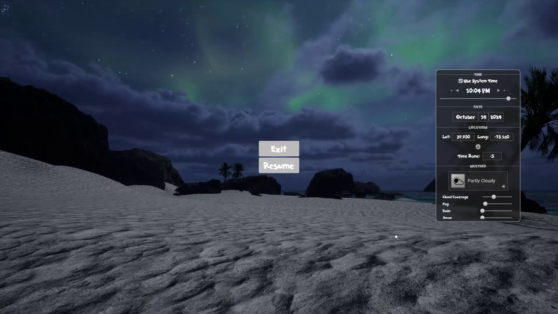 夜のビーチも簡単に見られる