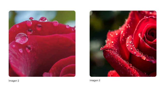 「Imagen 2」（左）と「Imagen 3」（右）。同じプロンプト（指令文）で生成したもの