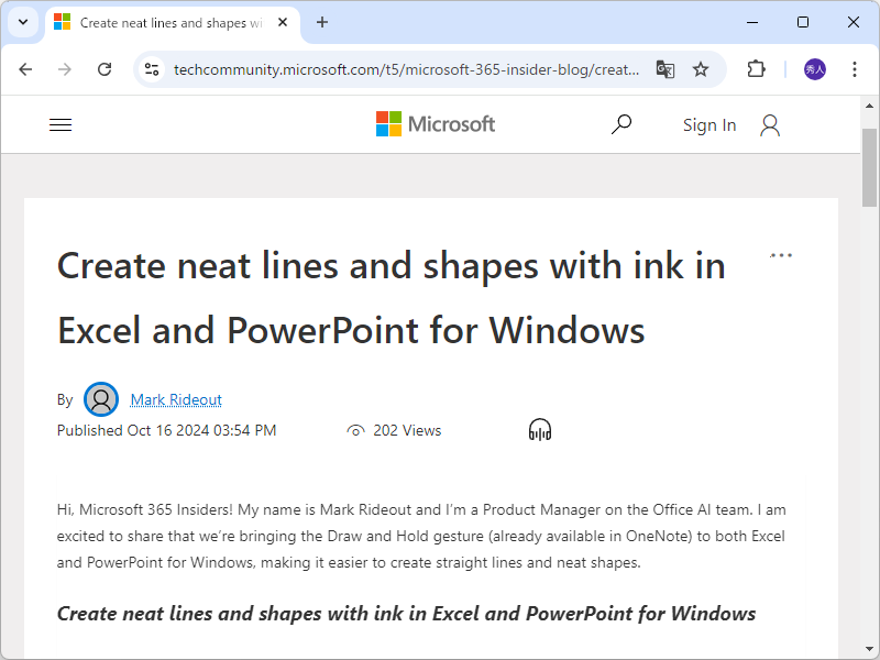 公式ブログ「Microsoft 365 Insider Blog」におけるアナウンス