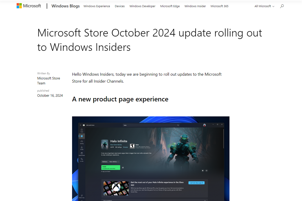 Windows Insider版「Microsoft Store」の製品ページデザインがアップデート