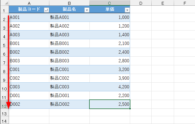 並べ替えられた順番でドロップダウンリストに表示される