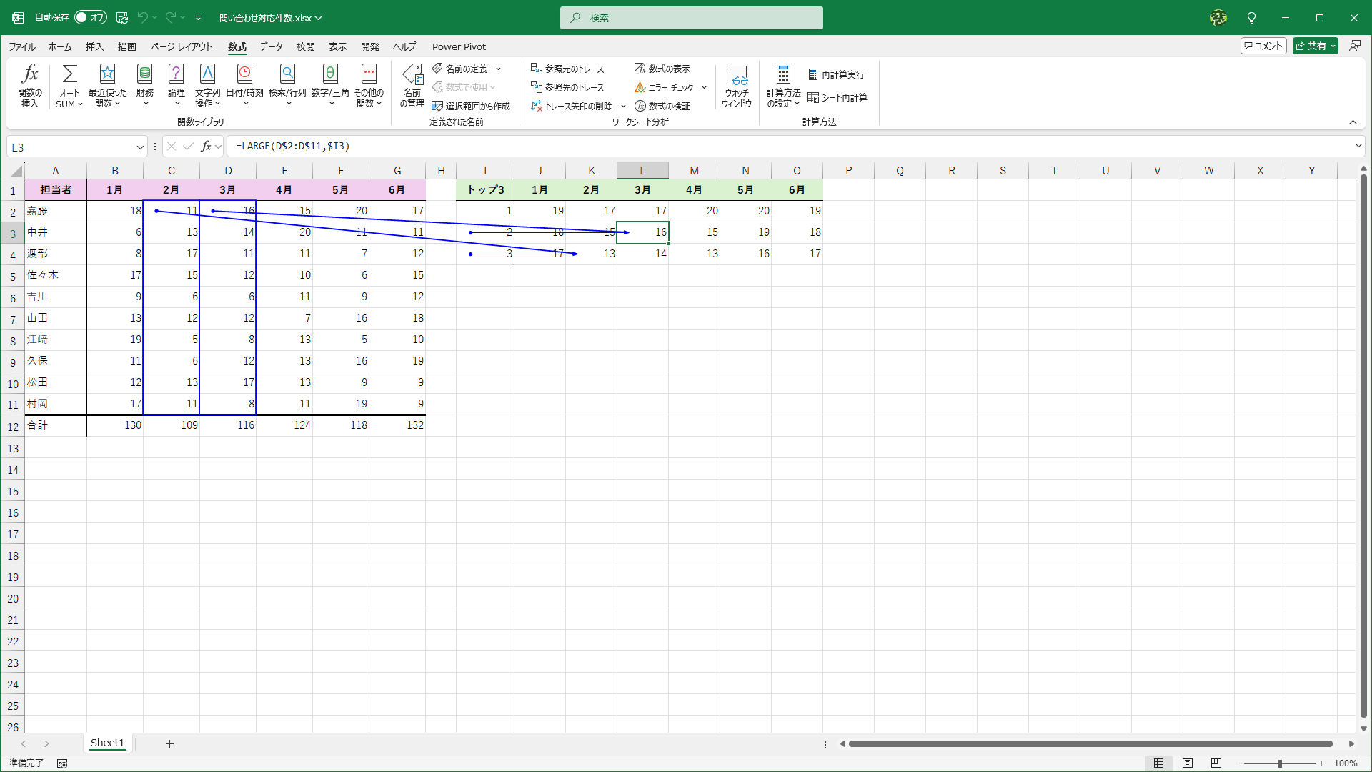 トレース矢印と青い囲みが追加されました。